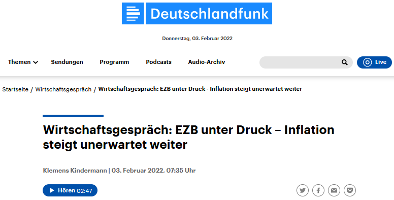 DLF Kindermann Wirtschaftsgespräch EZB Inflation