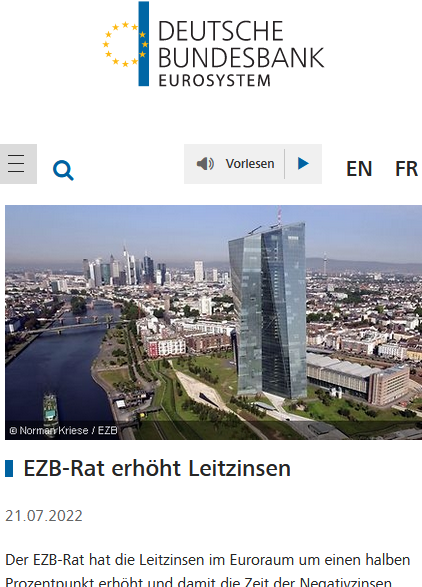 EZB-Rat erhöht Leitzinsen Deutsche Bundesbank Artikel