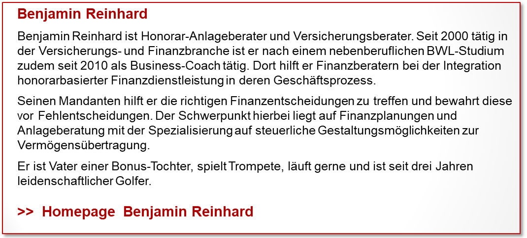 Profil Benjamin Reinhard Echtfall Serie Verraten statt Beraten Hartmut Walz Finanzblog