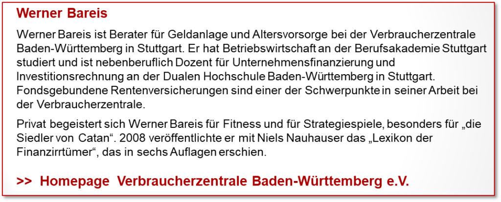 Werner Bareis Profil Gastbeitrag Fondspolicen verbraucherzentrale